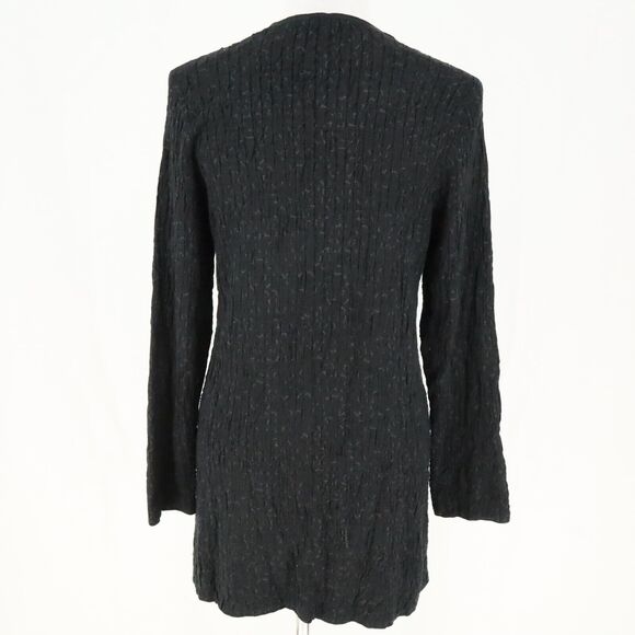 Eileen Fisher Sweater Womens Medium Black Silk Blend Long Cardigan Open Front - Picture 2 of 14